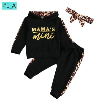 Baby Girls Chic 3Pc Leopard Print Hooded Sweatshirt, Headband and Pants Set.